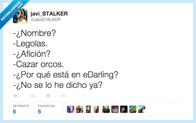 legolas,eDarling,cazar,orcos,ligar,fea