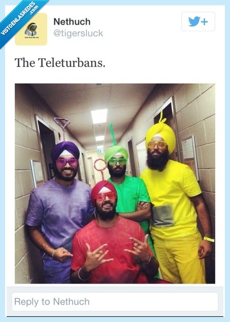 Teletubbies,Teleturbans,turbante,color,bizarro,wtf,colores,pantalla,barriga,gafas