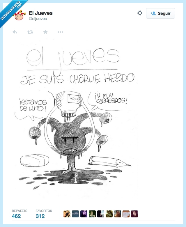 El Jueves,cabreado,enfadado,muñeco,mascota,arlequín,tinta,luto,negro