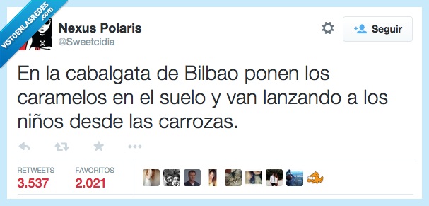 cabalgata,Bilbao,reyes,caramelos,suelo,niños,carroza,tirar,brutos,bestias