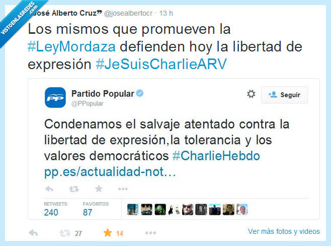 Corrupción,Twitter,JeSuisCharlie,PP,Ley Mordaza,falsos,hipocritas