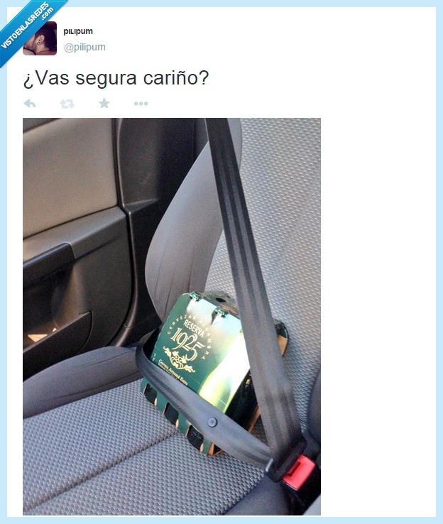 vas,segura,cariño,cerveza,cinturon,coche