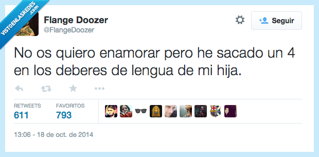 enamorar,sacado,sacar,chulear,deberes,hija,lengua,suspender,listo,tonto,ayudar,padre