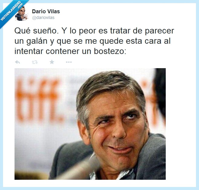 aguantar,galan,sueño,careto,bostezo,George Clooney