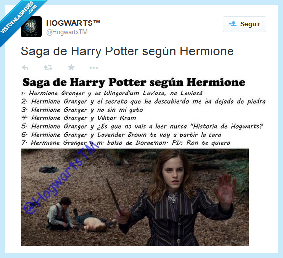 402925 - La saga de Harry Potter según Hermione por @HogwartsTM