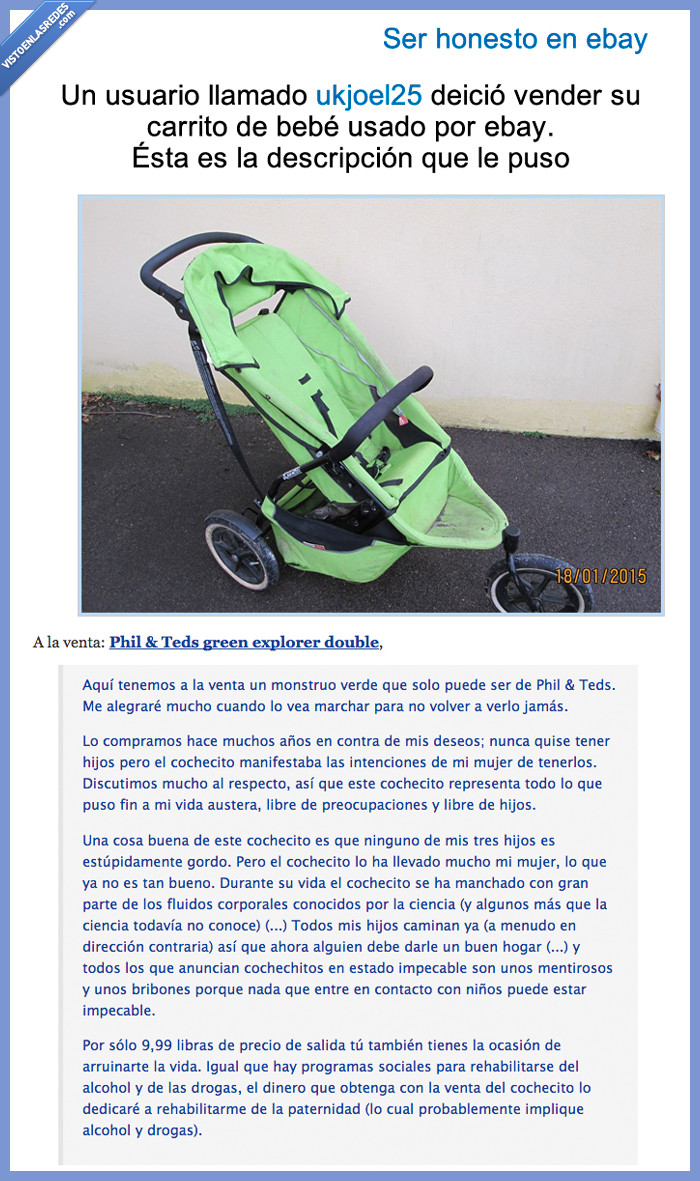 vender,bebe,sillita,carro,ebay,sincero,pesadilla,hijo,padre,familia,limpio,condiciones,triste