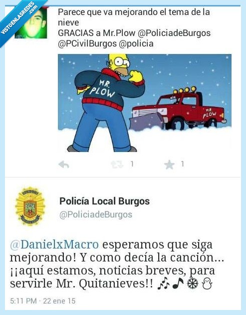 Simpson,Homer,Quitanieves,cancion,nieve,nevada,limpiar,policia,Burgos