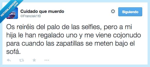 sofá,debajo,zapatillas,coger,regalar,regalado,hija,bien,va,selfie,palo