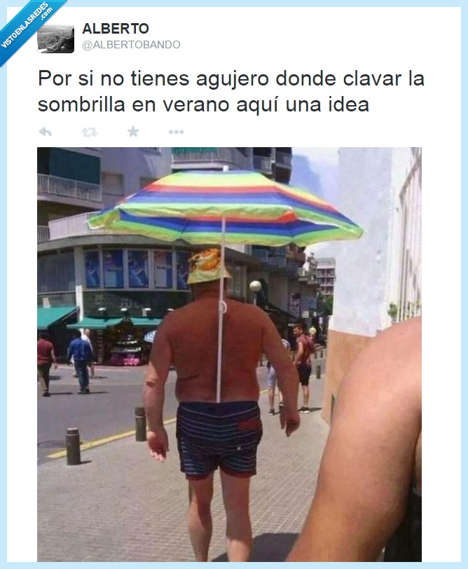 sombrilla,manos,libres,señor,pantalon,bañador,paraguas,playa,guiri,verano,calor,sol