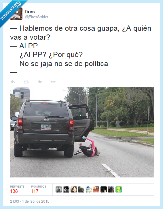 PP,Podemos,Elecciones,partido popular,tirar,votar,niña,coche,jeep,caer,carretera,politica