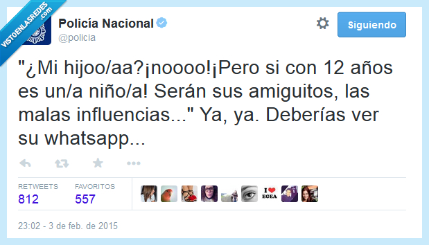 Policía,Whatsapp,humor,hijo,niño,mirar,amigo,amiguito,mala,influencia