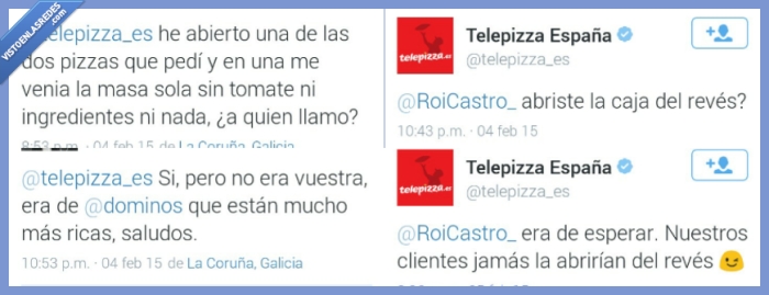 telepizza,abrir,pizza,caja,revés,dominos,clientes,esperar,listo,tonto