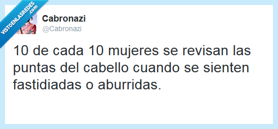 comprobar,fastidiada,aburrida,revisar,punta,mirar,pelo,mujeres