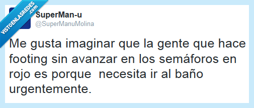 footing,semáforo rojo,baño,correr,running,runners,lavabo,necesidad,esperar,saltito