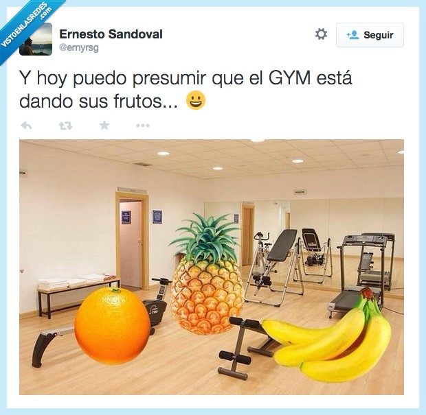 gym,dando,frutos,piña,naranja,gimnasio,platano,absurdo,tontería