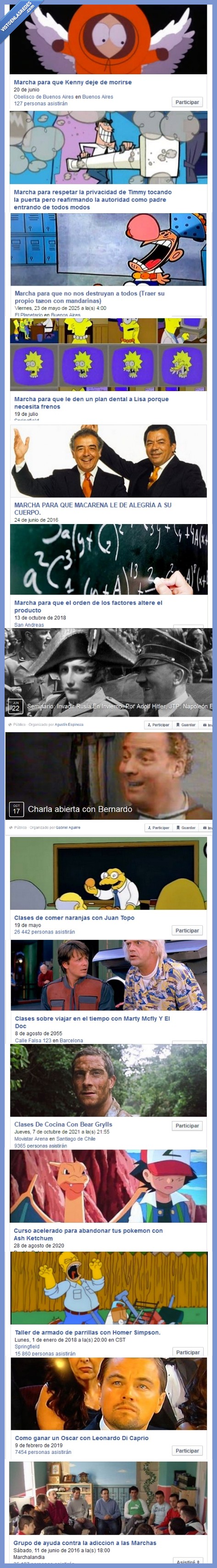 Leonardo,facebook,marcha,evento,clases,oscar,Bear Grylls,Regreso al futuro,HAns Topo,Kenny