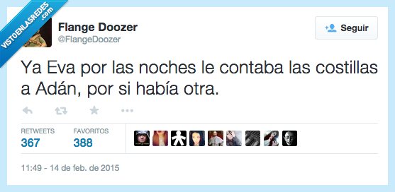 Eva,Adán,contaba,contar,costillas,otra,infiel,celos