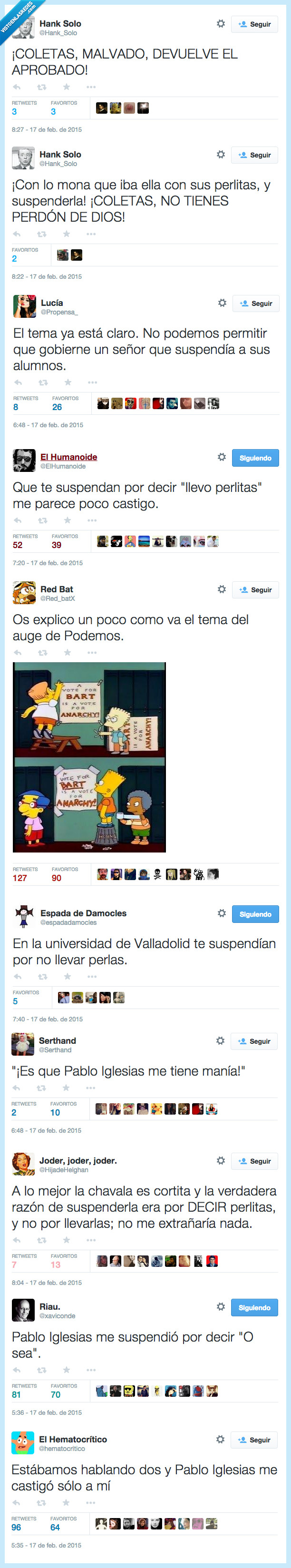 Pablo Iglesias,suspender,alcaldesa,PP,partido popular,perlas,perlitas,pija,universidad