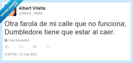 Dumbledore,farola,no funciona,muggle,al caer