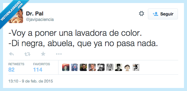 poner,lavadora,color,abuela,negra,negro,pasa,nada,racista