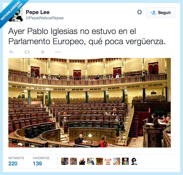 Pablo Iglesias,Parlamento,Europeo,nadie,vacio,reunion,verguenza,poca