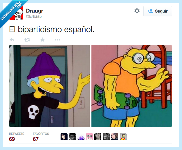 bipartidismo,español,españa,viejo,vestido,joven,Sr. Burns,Hans Topo,Bart,Jimbo,juventud,mentira