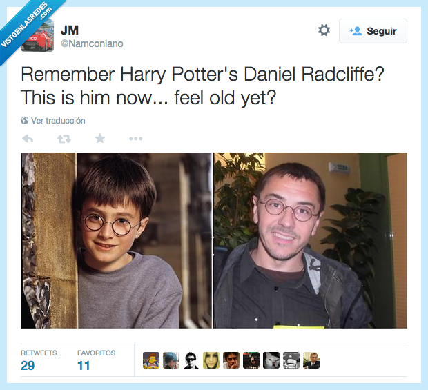 paso,tiempo,Harry Potter,Monedero,Podemos,Daniel Radcliffe,crecer
