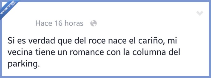 Roce,hace,cariño,vecina,columna,parking