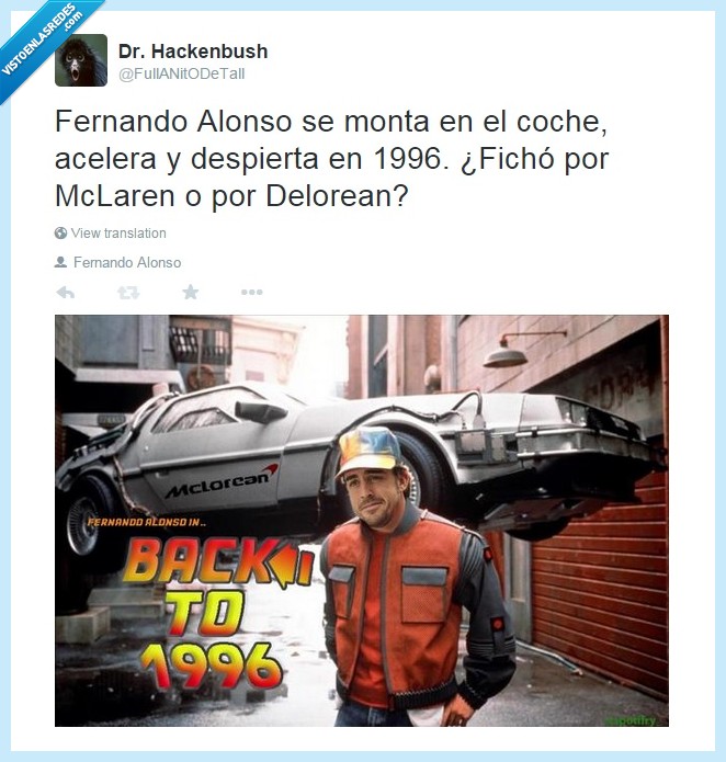 alonso,mclaren,delorean,coches,año,1996,despertar,accidente,Regreso al futuro,Back to the future