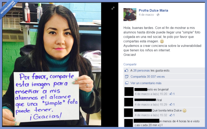 maestra,ejemplo,niños seguros,facebook,puede,llegar,lejos,compartir,lección