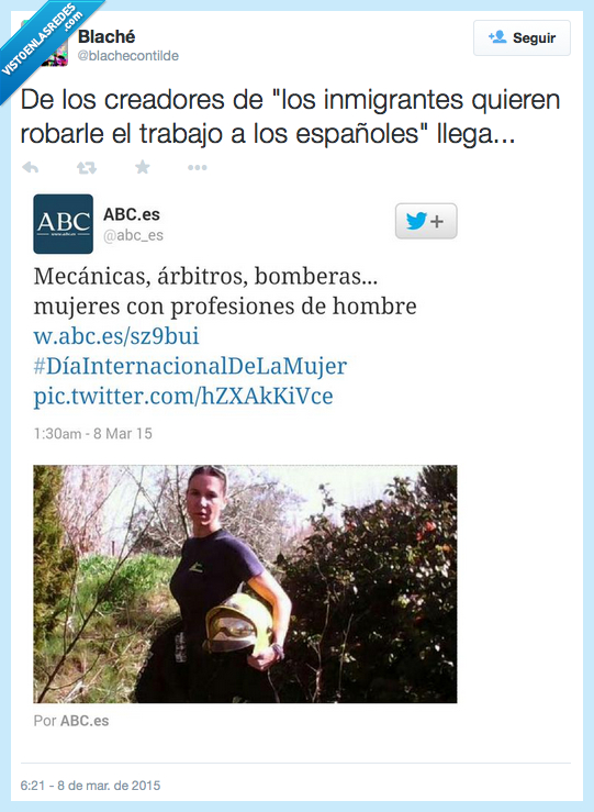 mujer,profesion,hombre,dia,internacional,trabajadora,machismo,diario,españoles,inmigrantes,robar,trabajo
