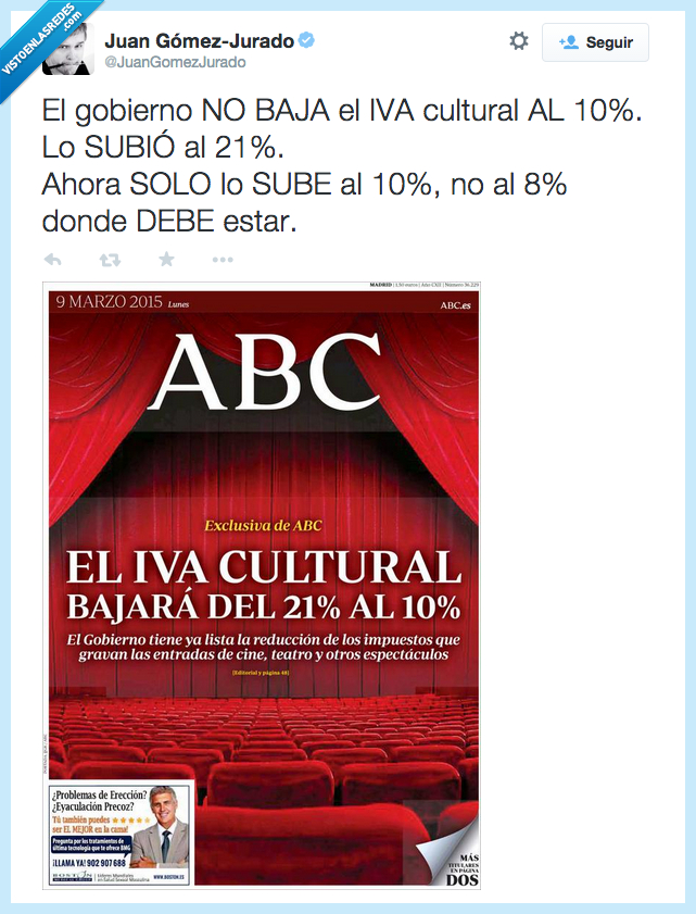 iva,cultura,cultural,subir,bajar,21%,8%,10%,porciento,porcentaje