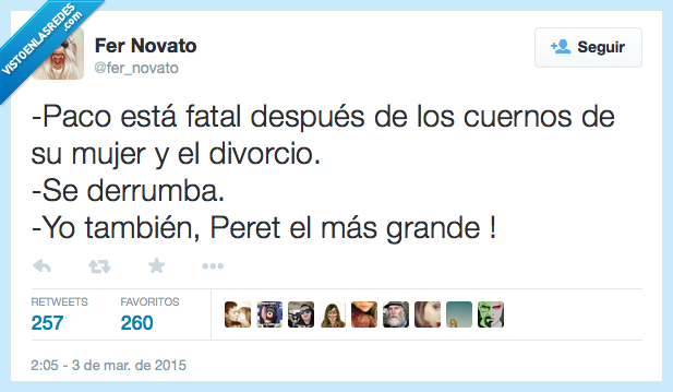 Paco,estar,está,fatal,cuernos,mujer,divorcio,derrumbarse,derrumba,rumba,Peret,grande