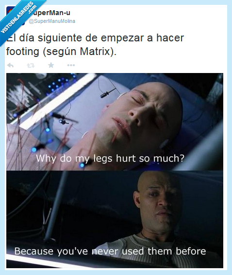 matrix,neo,dolor de piernas,footing,utilizado,utilizar,correr