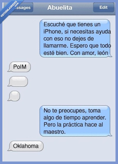 Abuela,whatsapp,error,aprender,espacio,oklahoma,practicar