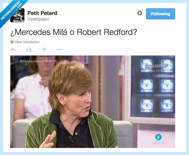 mercedes milá,robert redford,cara,parecido,telecinco
