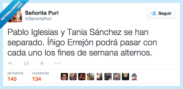 Pablo Iglesias,Tania Sánchez,separar,separado,Íñigo Errejón,pasar,cada uno,fines de semana,alternos
