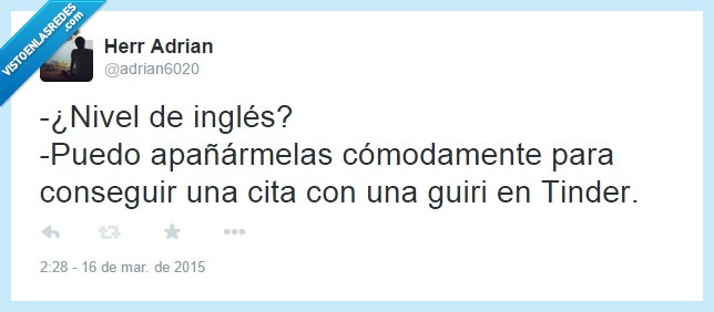 Nivel de ingles,tinder,conseguir,cita,guiri,inglesa,ligar,suficiente