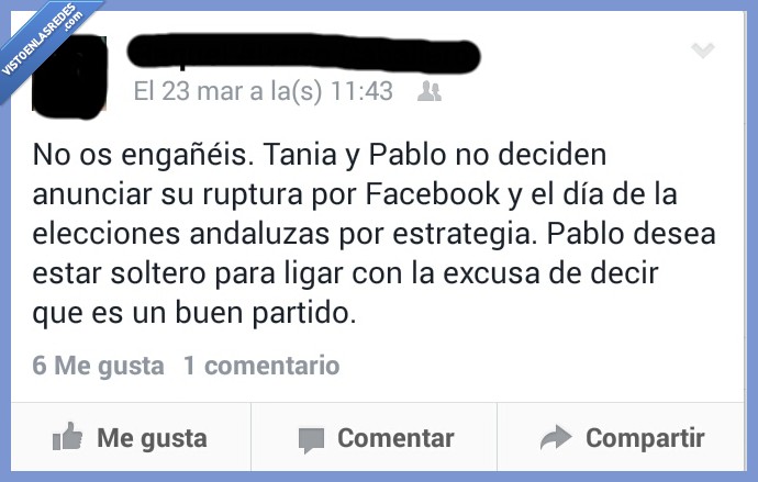 engañeis,Pablo Iglesias,Tania Sanchez,Facebook,elecciones,andaluzas,buen partido,ligar