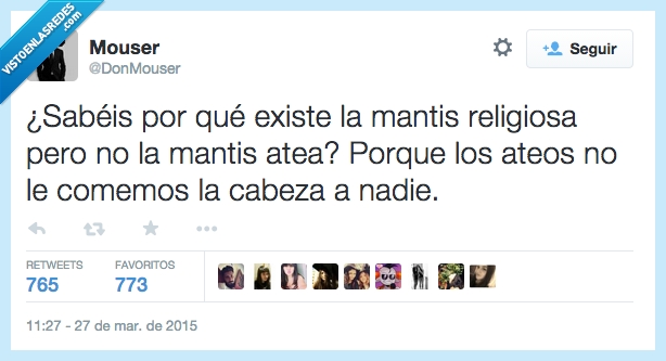 mantis,religiosa,atea,convencer,comer,cabeza,nadie,morder