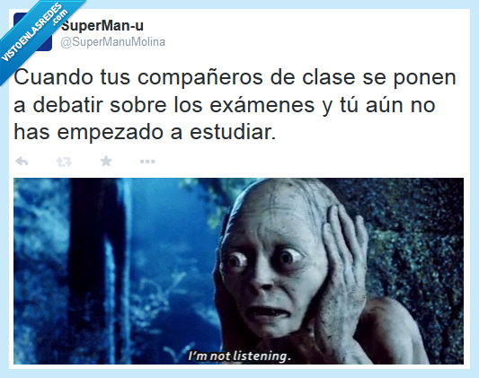 el señor de los anillos,gollum,smeagol,exámenes,compañeros,estudiar