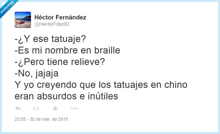 Tatuaje,braille,absurdo,inútil,relieve,escribir,letra