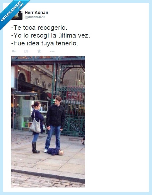 Bebé,padre,madre,dejar,caer,caido