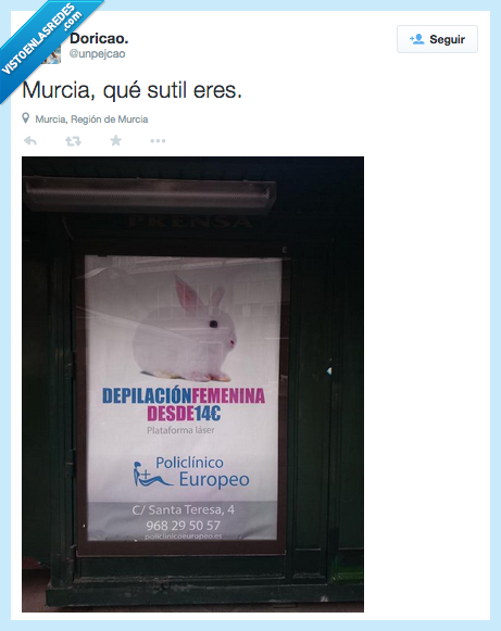Murcia,publicidad,sútil,depilación,femenina,mujer,conejo,epic