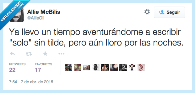 llevo,tiempo,aventurandome,atrever,escribir,solo,tilde,acento,rae,ortografia,correcto,lloro,llorar,noches