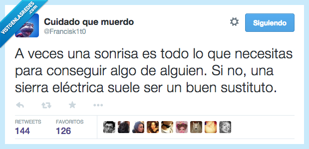 sonrisa,todo,necesitas,alguien,conseguir,sierra,electrica,amenaza,dolor,matar,tortura
