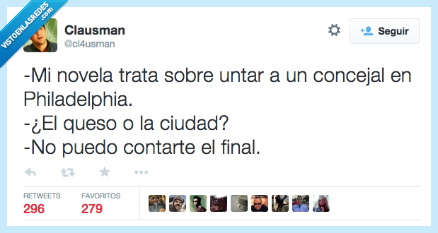 novela,trata,untar,concejal,Philadelphia,queso,ciudad,final,contar