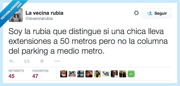 rubias,extensiones,pelo,falso,distingue,distinguir,columna,parking,cerca,lejos,aparcar