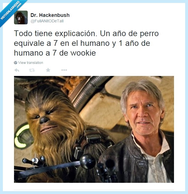 star wars,chewbacca,han solo,años,perro,igual,pasar,tiempo
