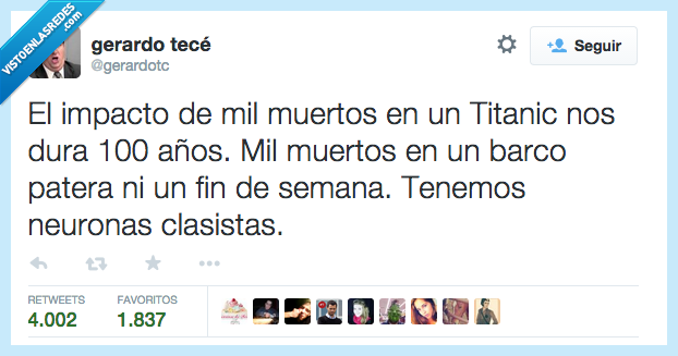 impacto,mil,muertos,Titanic,año,tiempo,100,barco,patera,inmigrante,fin,semana,neurona,clasista